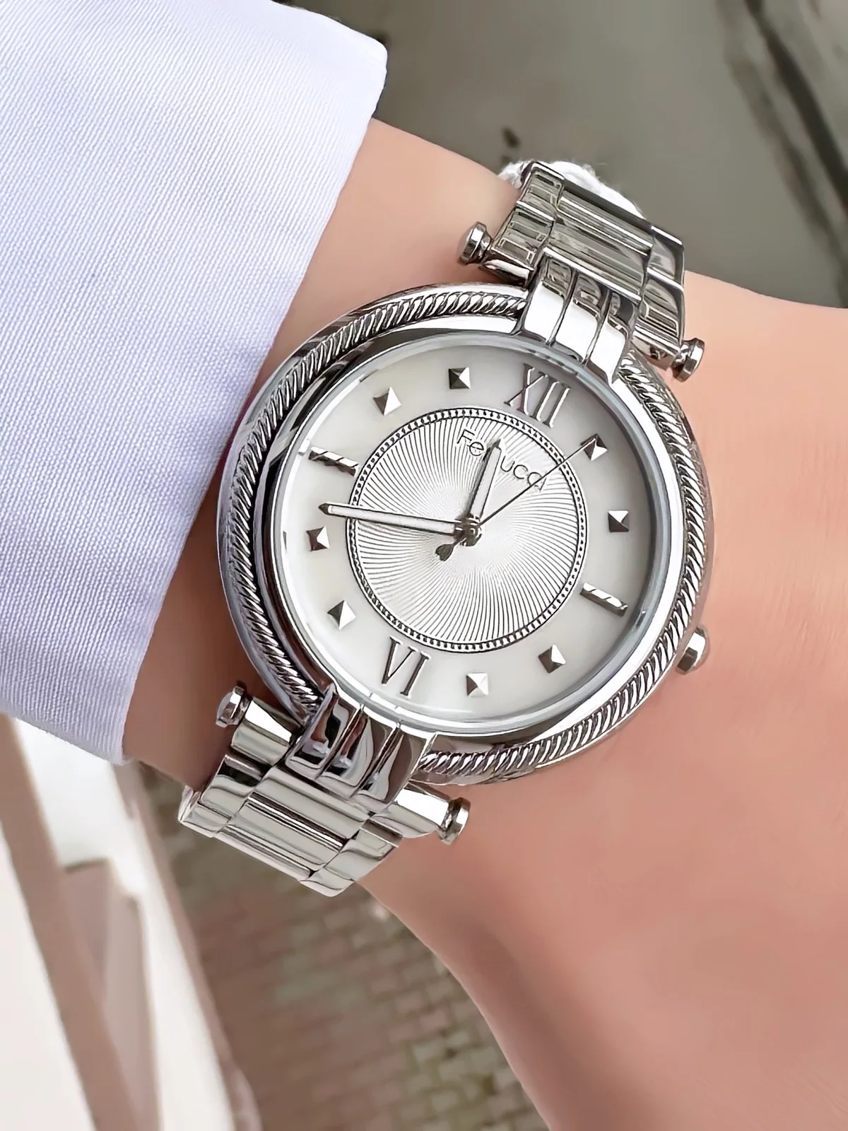 Ferrucci FBG17007D Gümüş Kadranlı Çelik Kordonlu Kadın Kol Saati