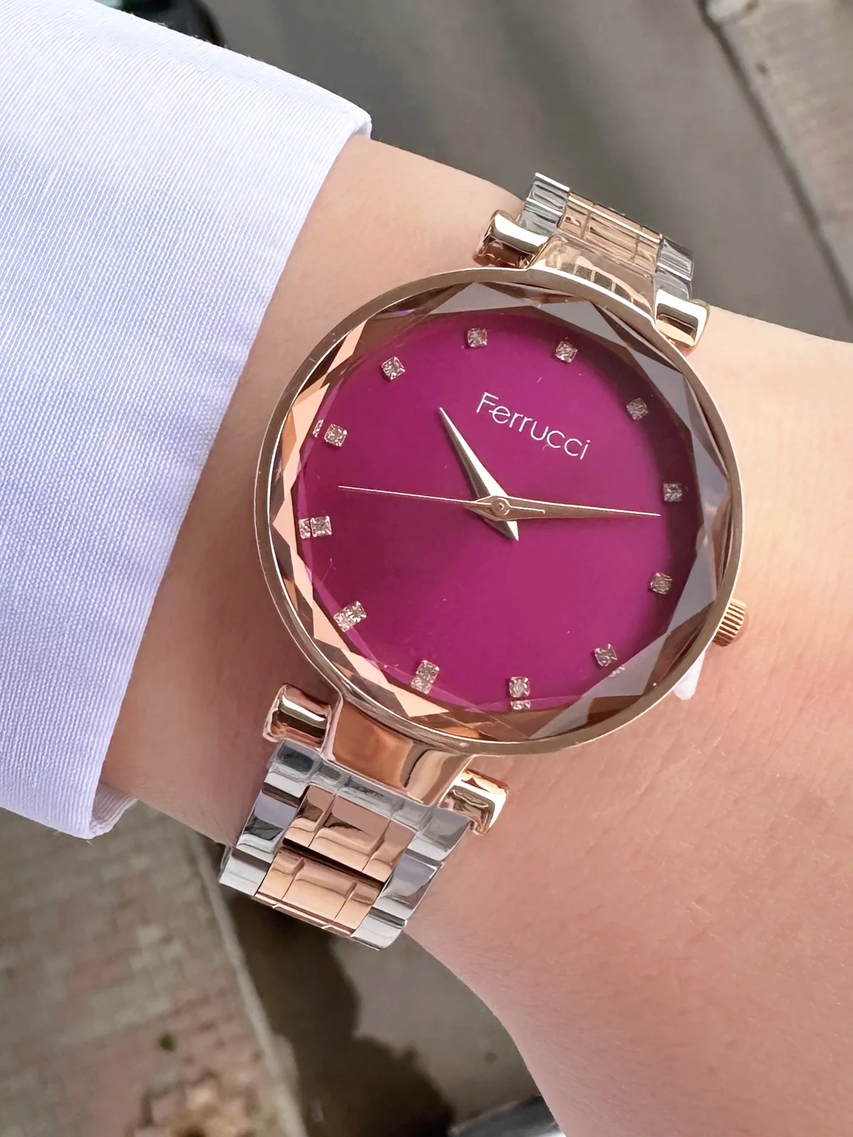 Ferrucci FBG17040A Pembe Kadranlı Çelik Kordonlu Kadın Kol Saati