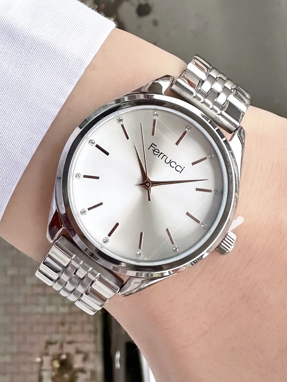 Ferrucci FBG17156C Gümüş Kadranlı Çelik Kordonlu Kadın Kol Saati
