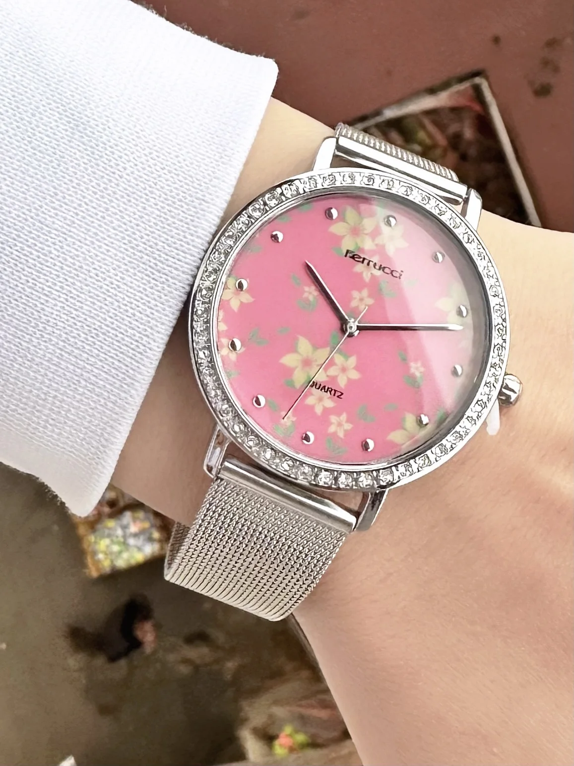 Ferrucci FBG17186C Pembe Kadranlı Hasır Kordonlu Kadın Kol Saati