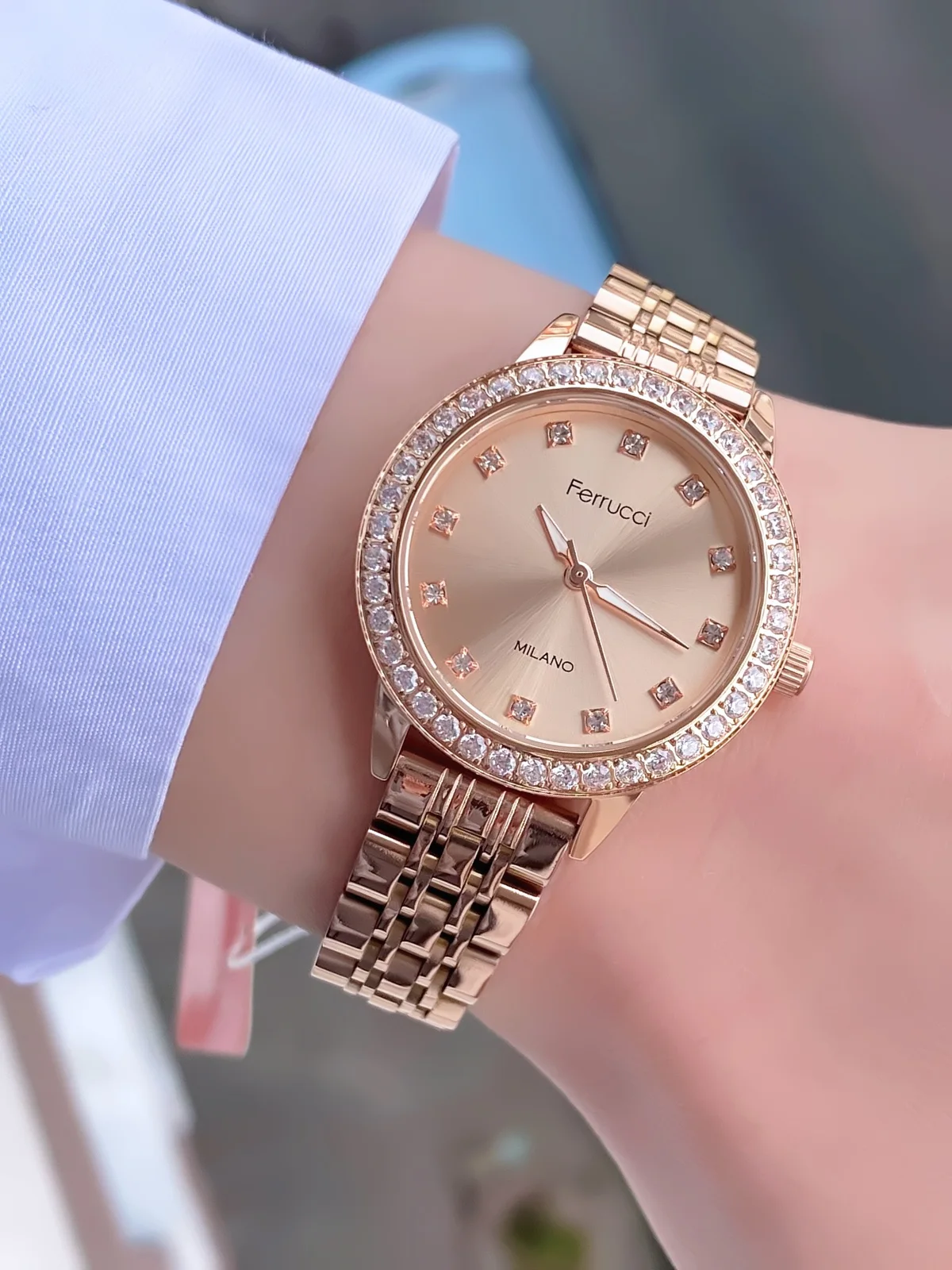 Ferrucci FBG17191C Rose Kadranlı Çelik Kordonlu Kadın Kol Saati