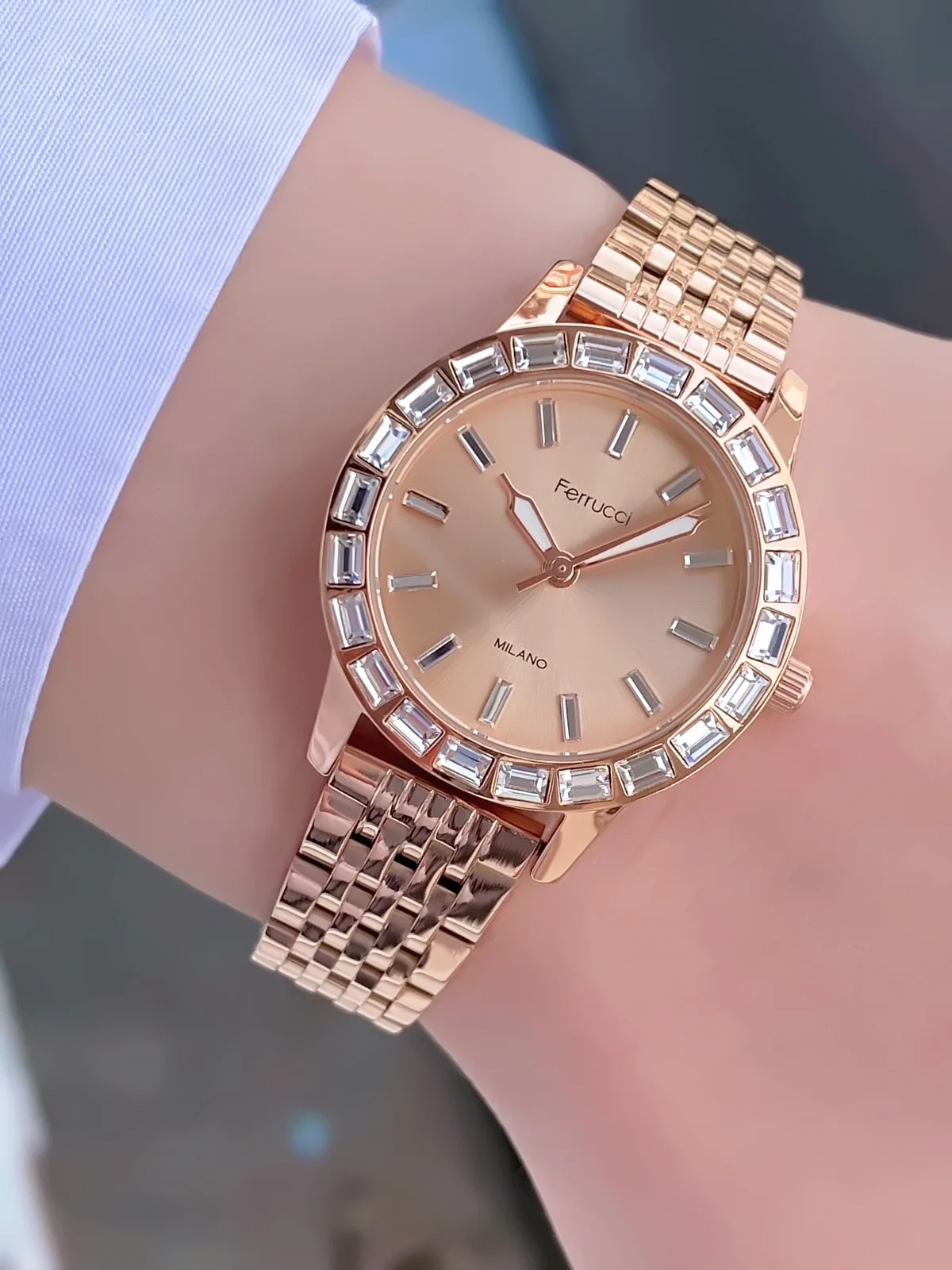 Ferrucci FBG17200B Rose Kadranlı Çelik Kordonlu Kadın Kol Saati