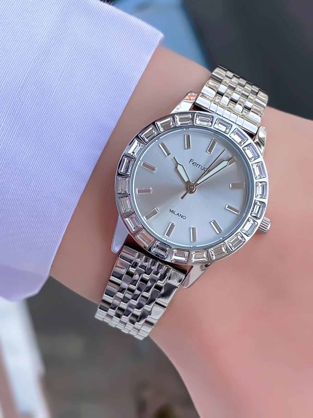 Ferrucci FBG17200C Beyaz Kadranlı Çelik Kordonlu Kadın Kol Saati
