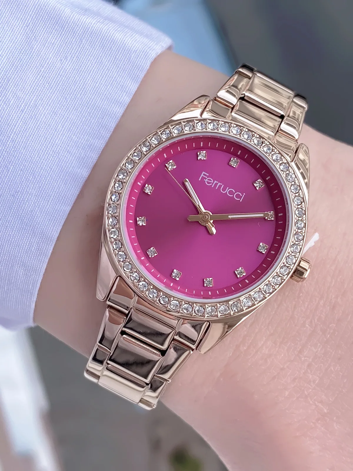 Ferrucci FBG17201C Pembe Kadranlı Çelik Kordonlu Kadın Kol Saati