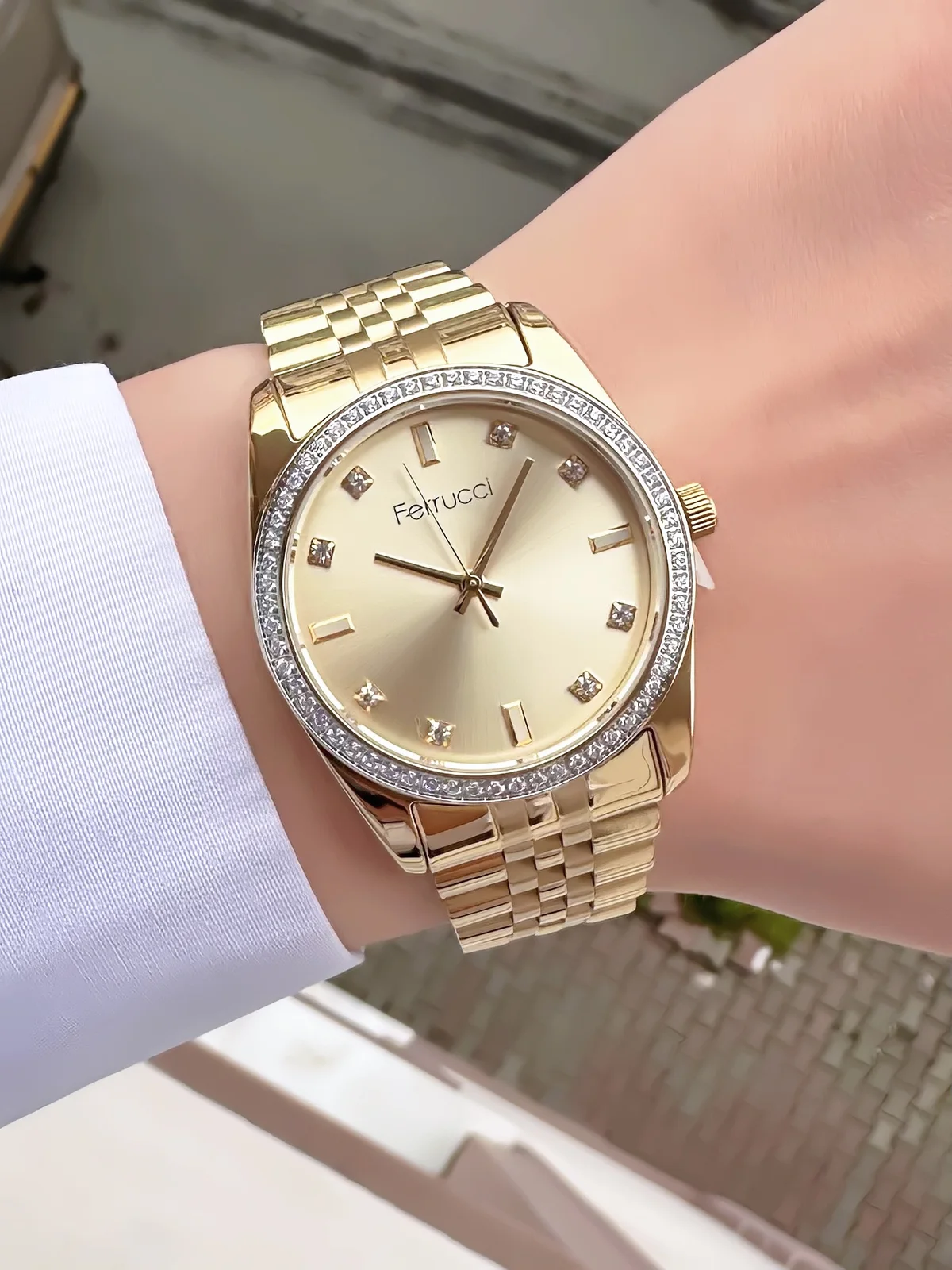 Ferrucci FBG17206C Altın Kadranlı Çelik Kordonlu Kadın Kol Saati