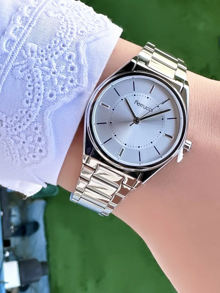 Ferrucci FBG17220B Beyaz Kadranlı Çelik Kordonlu Kadın Kol Saati