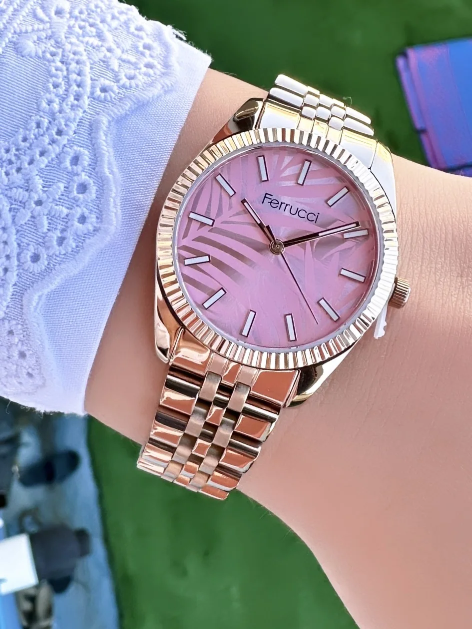 Ferrucci FBG17221B Pembe Kadranlı Çelik Kordonlu Kadın Kol Saati