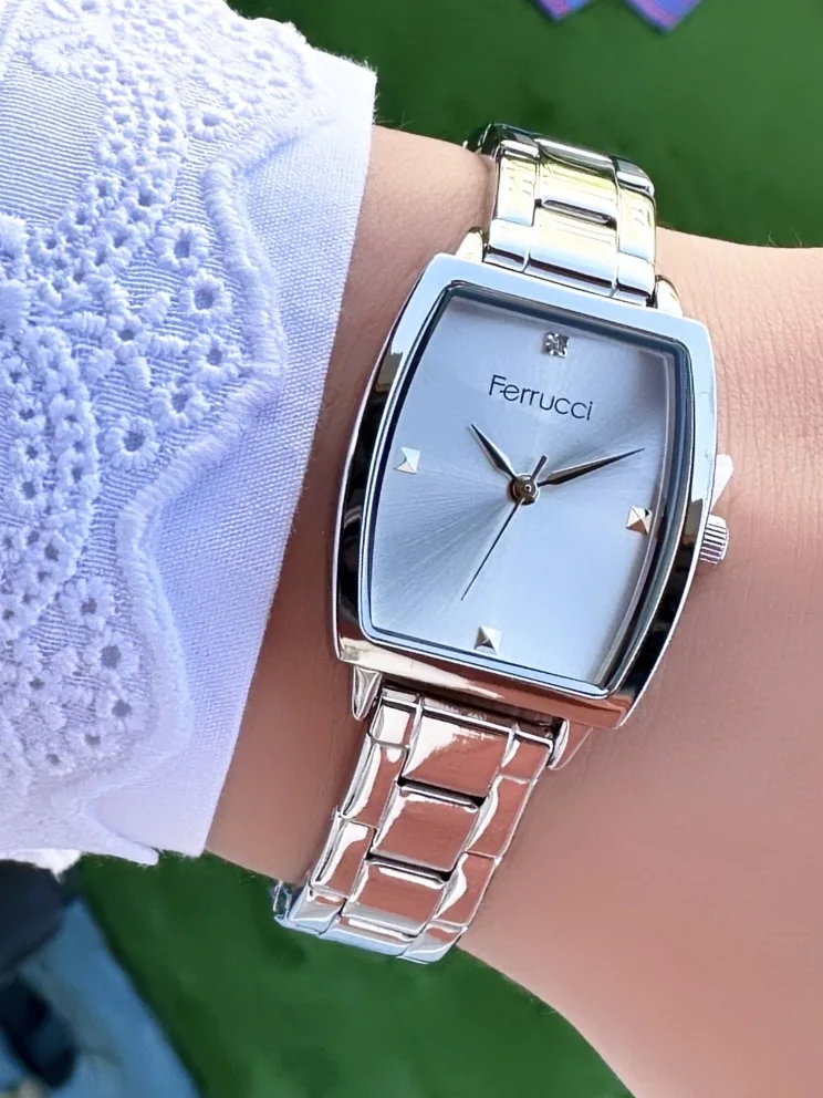 Ferrucci FBG17225B Beyaz Kadranlı Çelik Kordonlu Kadın Kol Saati