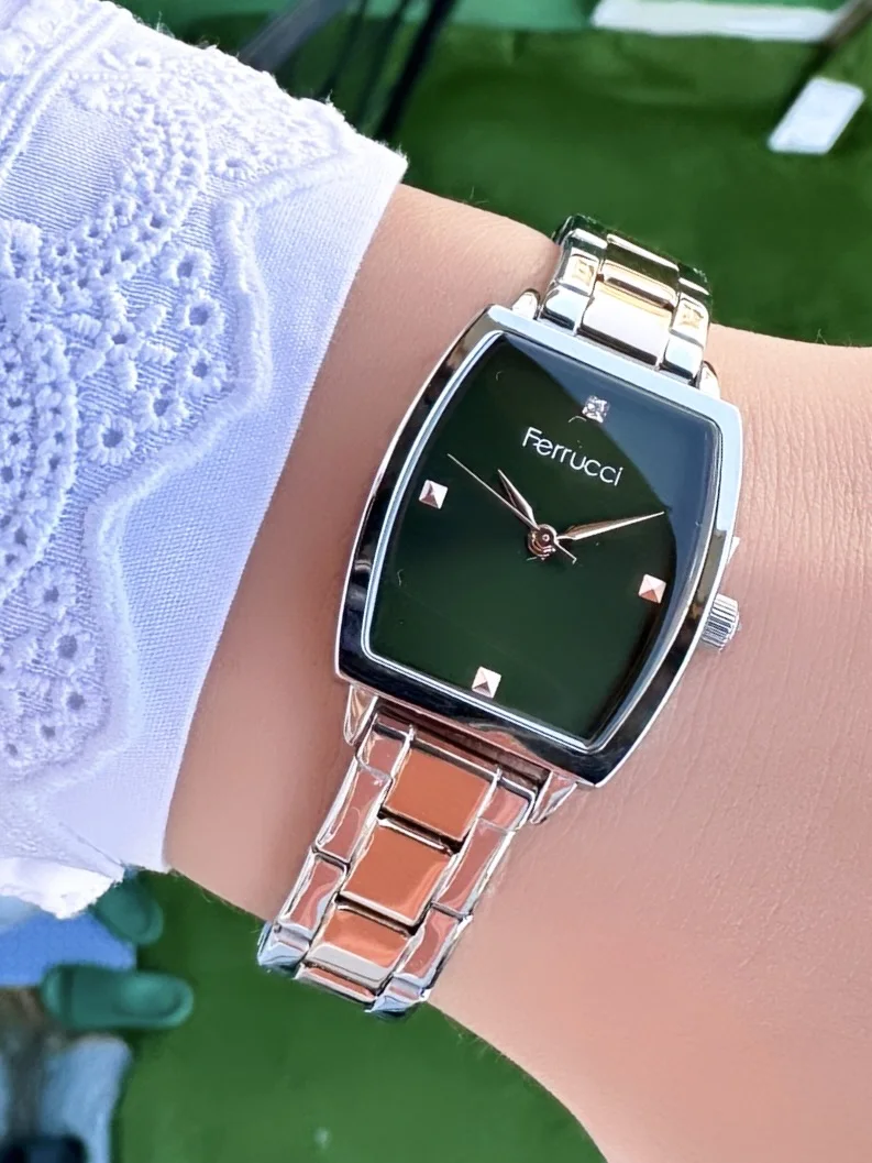 Ferrucci FBG17225D Yeşil Kadranlı Çelik Kordonlu Kadın Kol Saati