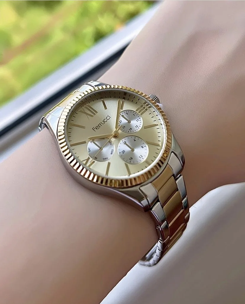 Ferrucci FBH18003A Altın Kadranlı Çelik Kordonlu Kadın Kol Saati