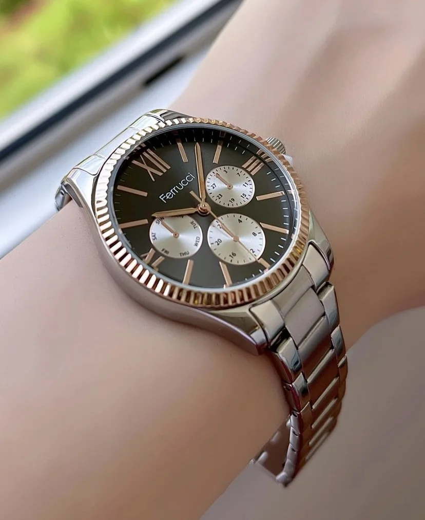 Ferrucci FBH18003B Siyah Kadranlı Çelik Kordonlu Kadın Kol Saati