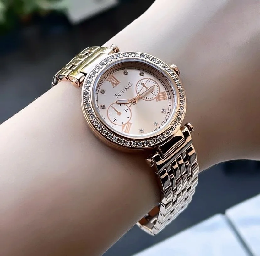 Ferrucci FBH18006C Rose Kadranlı Çelik Kordonlu Kadın Kol Saati