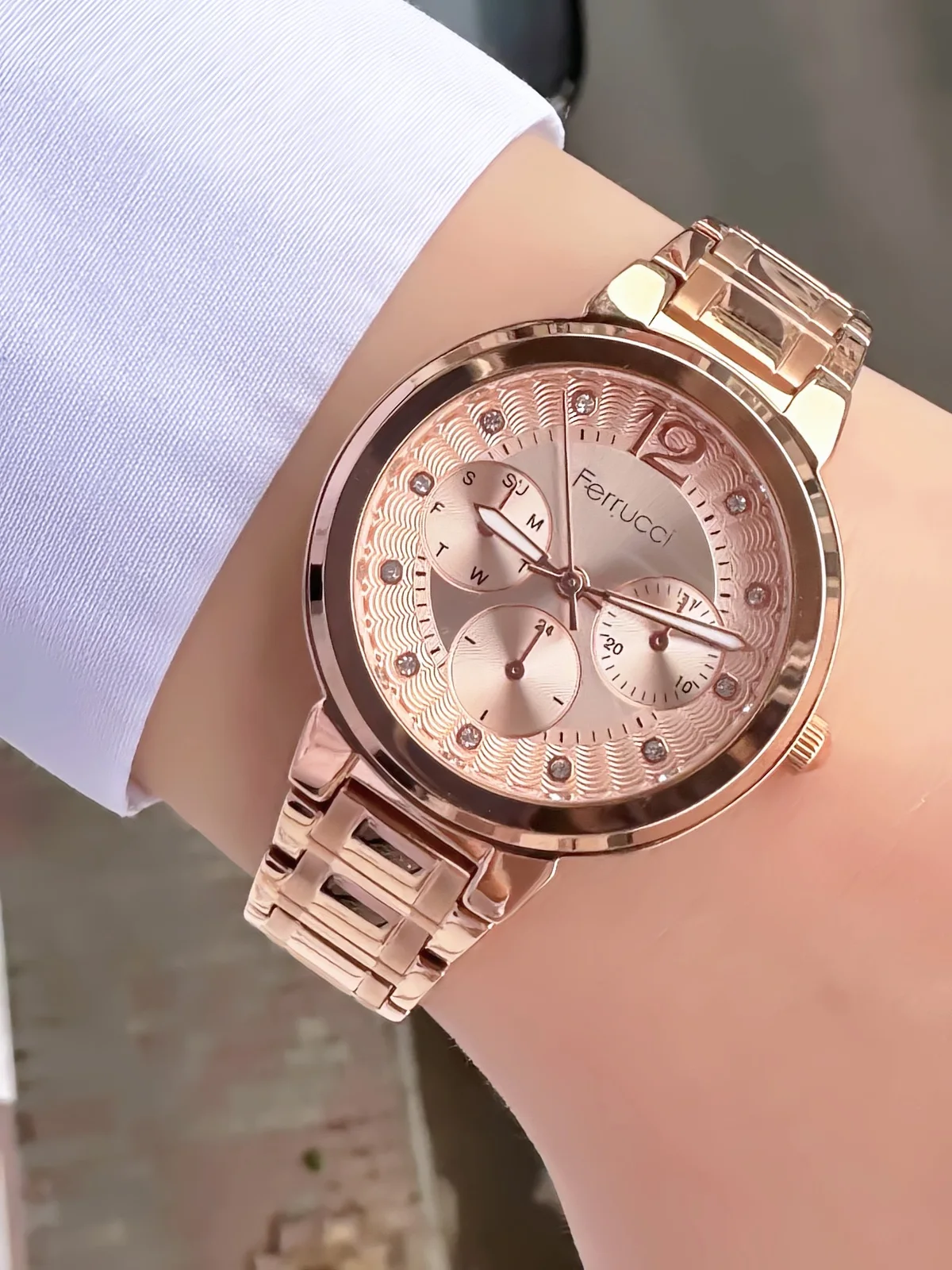 Ferrucci FBH18019A Rose Kadranlı Çelik Kordonlu Kadın Kol Saati