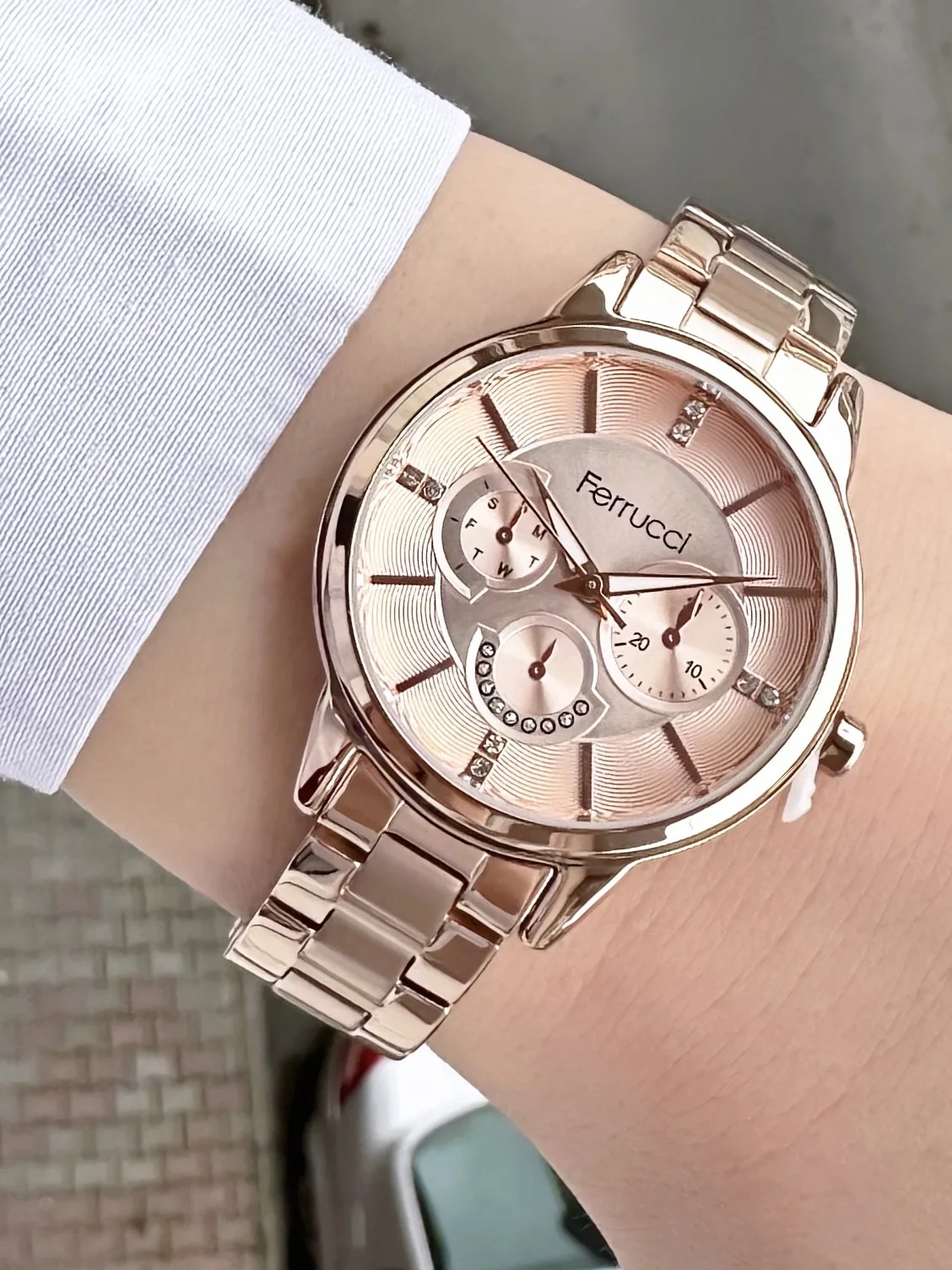 Ferrucci FBH18028C Rose Kadranlı Çelik Kordonlu Kadın Kol Saati