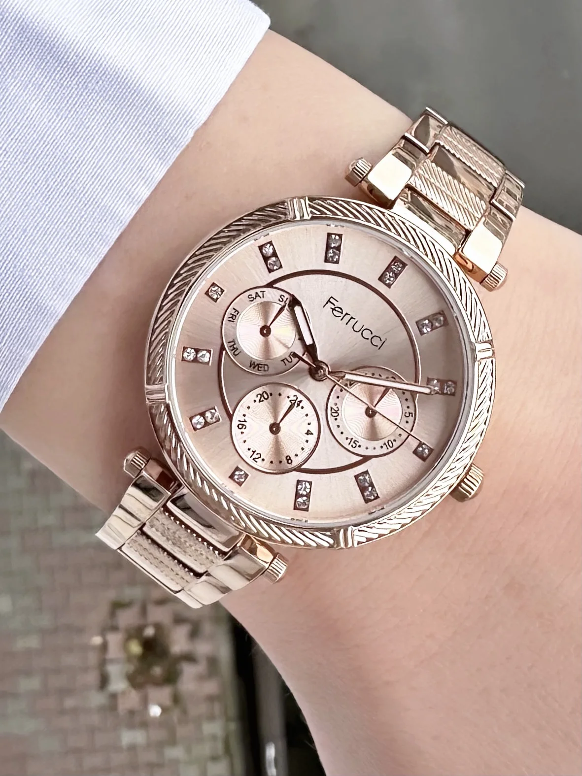 Ferrucci FBH18030C Rose Kadranlı Çelik Kordonlu Kadın Kol Saati
