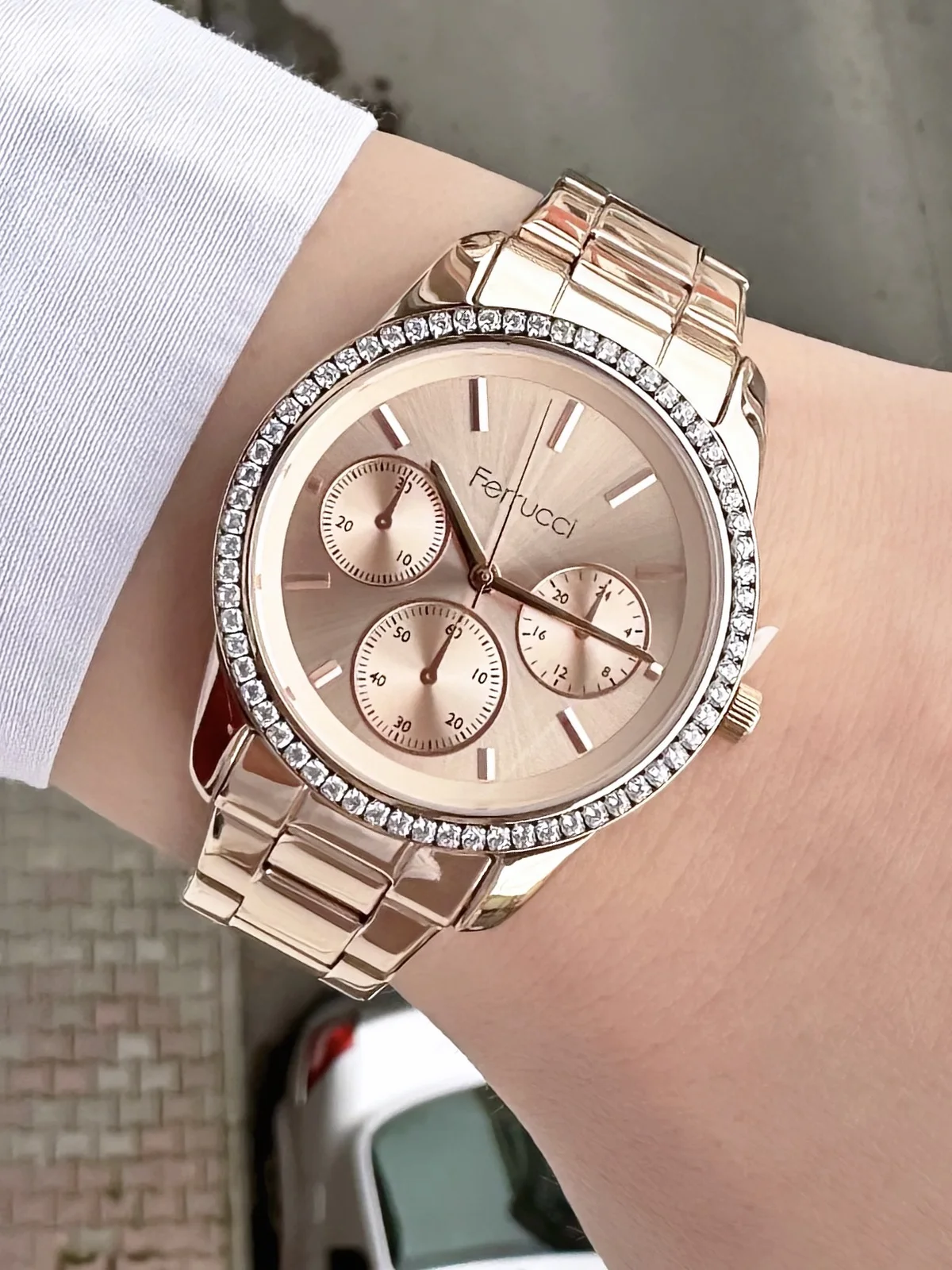 Ferrucci FBH18033E Rose Kadranlı Çelik Kordonlu Kadın Kol Saati