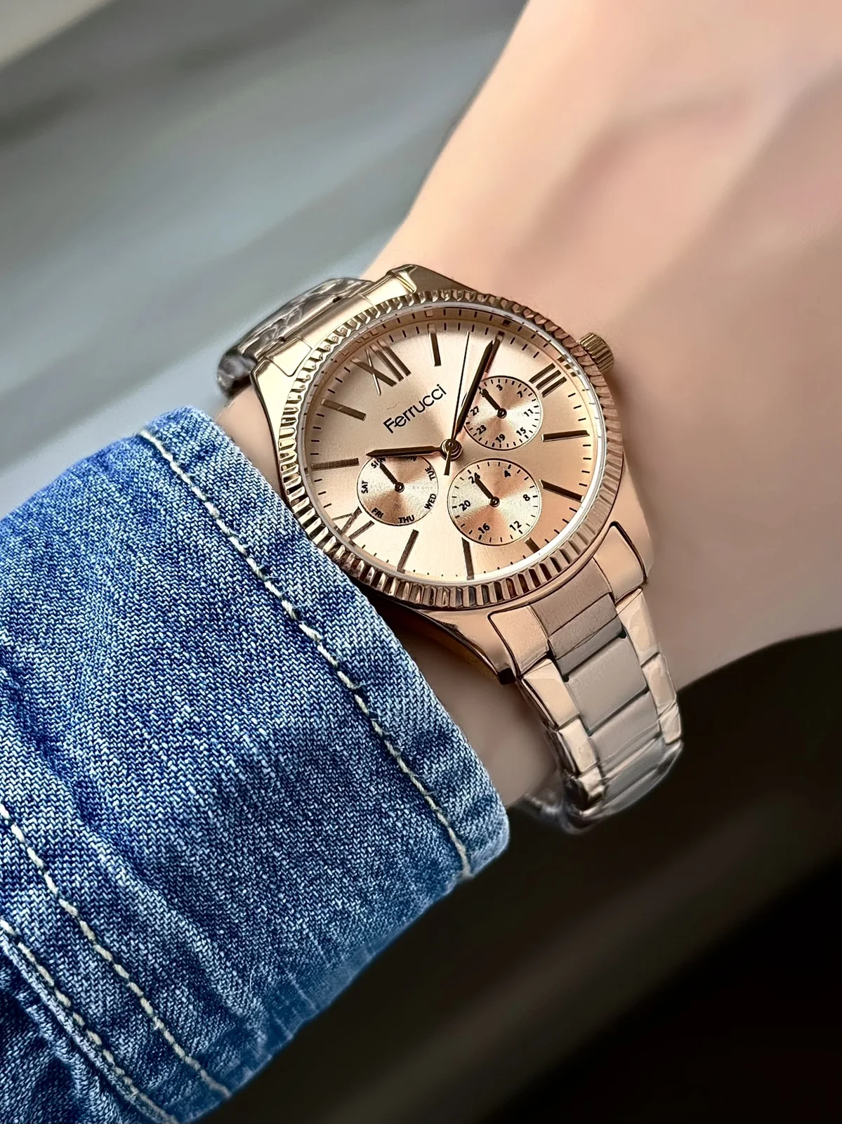 Ferrucci FBH18034E Rose Kadranlı Çelik Kordonlu Kadın Kol Saati