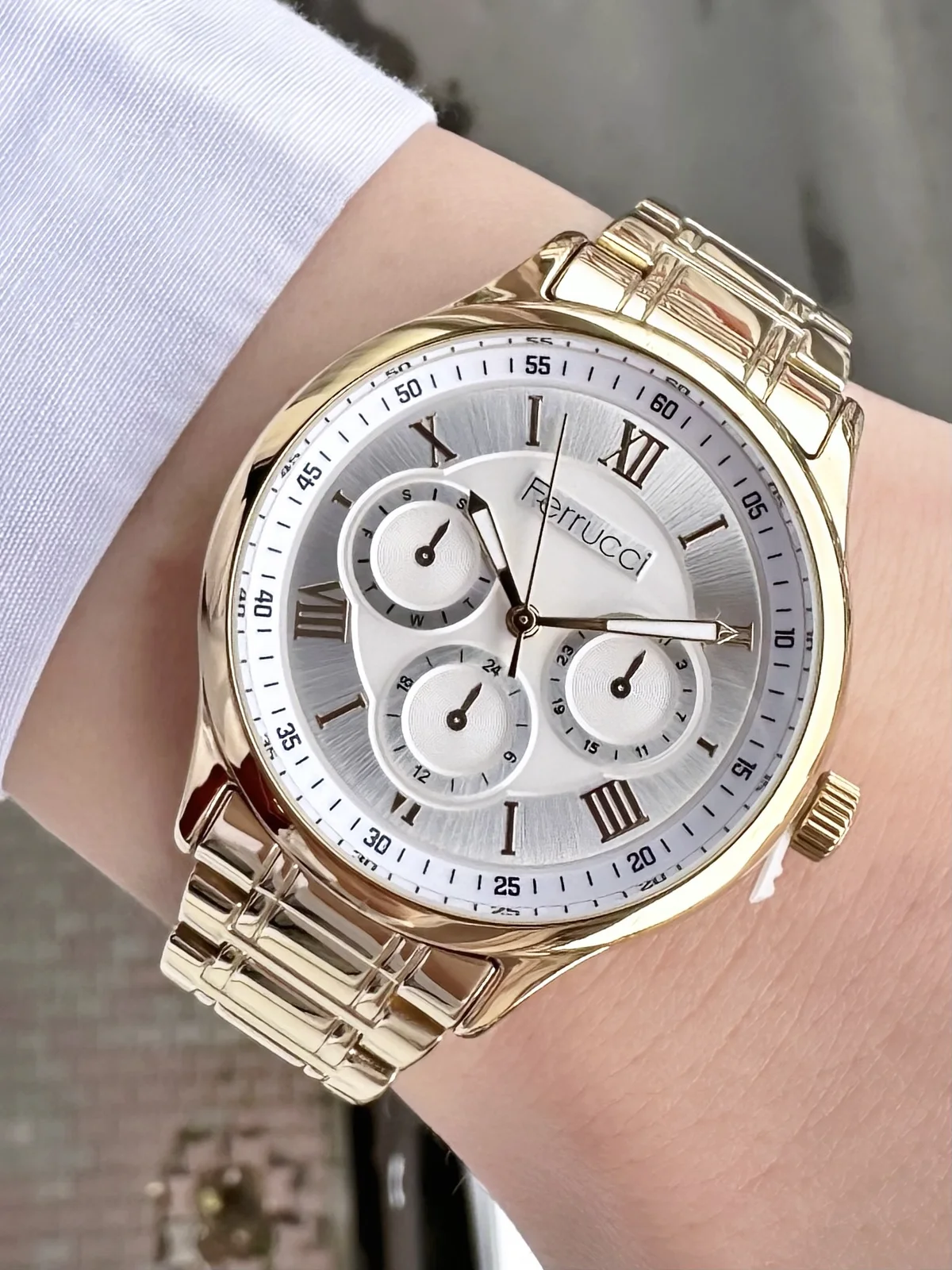 Ferrucci FBH18035C Beyaz Kadranlı Çelik Kordonlu Kadın Kol Saati