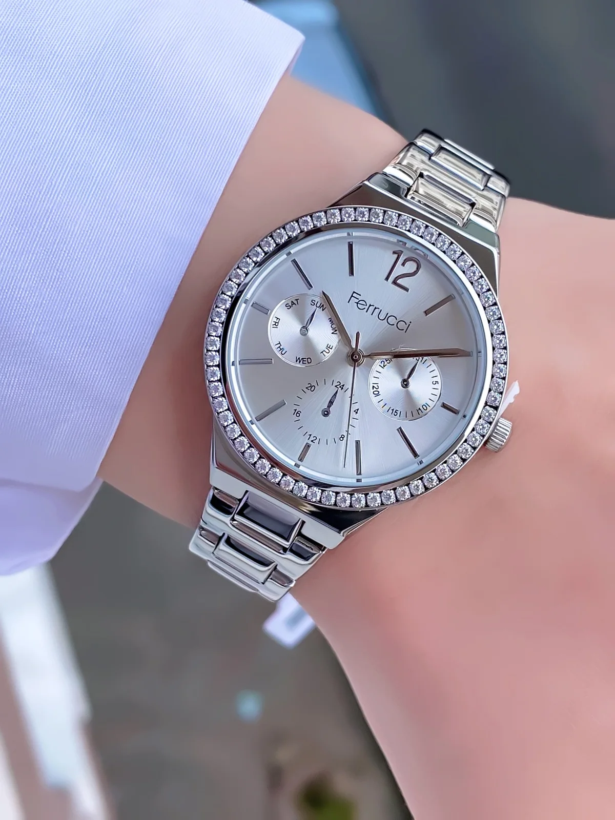 Ferrucci FBH18043C Gümüş Kadranlı Çelik Kordonlu Kadın Kol Saati