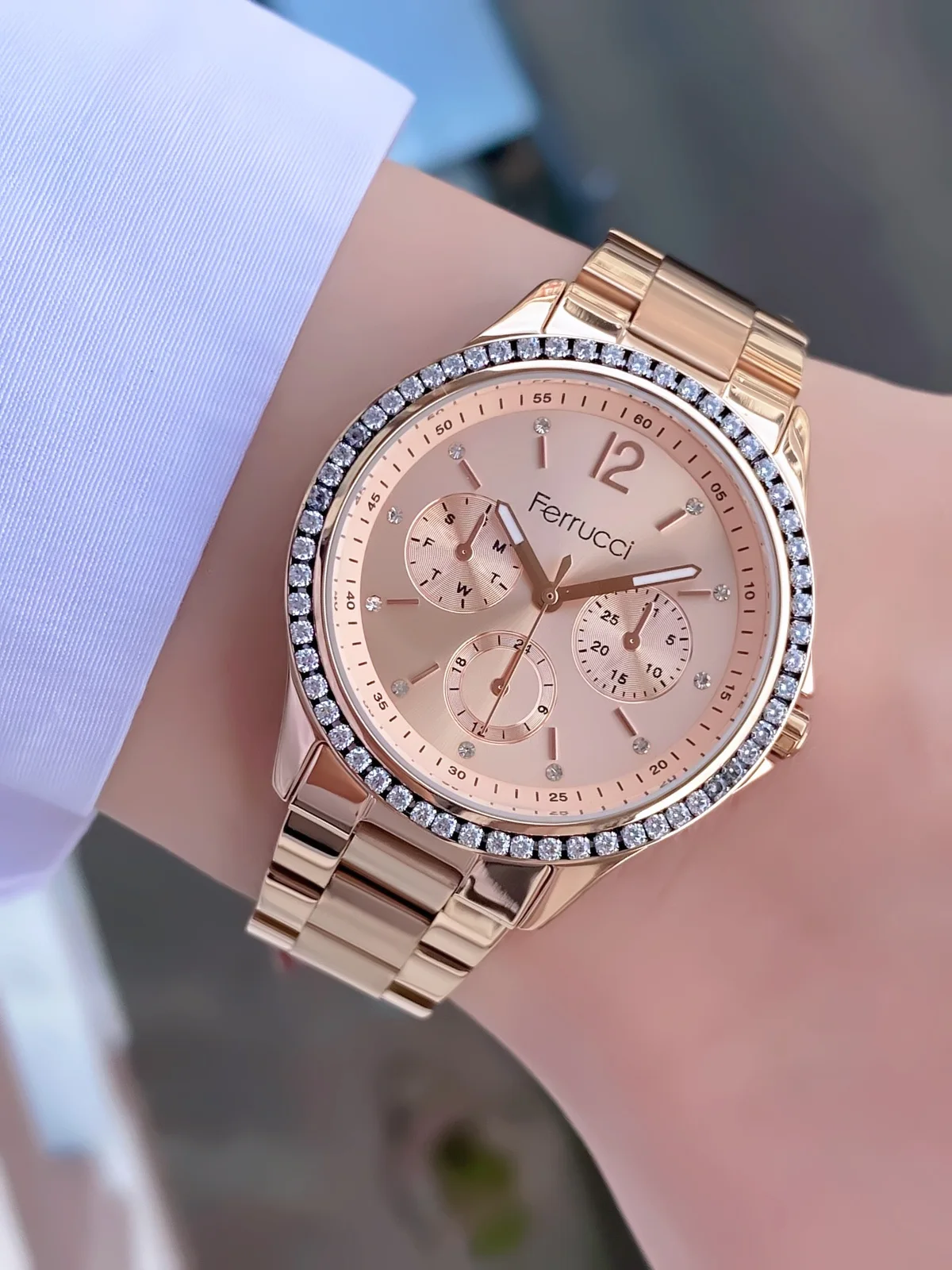 Ferrucci FBH18044E Rose Kadranlı Çelik Kordonlu Kadın Kol Saati