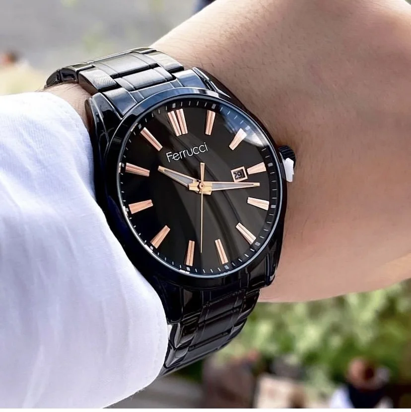 Ferrucci FEG27002D Siyah Kadranlı Çelik Kordonlu Erkek Kol Saati