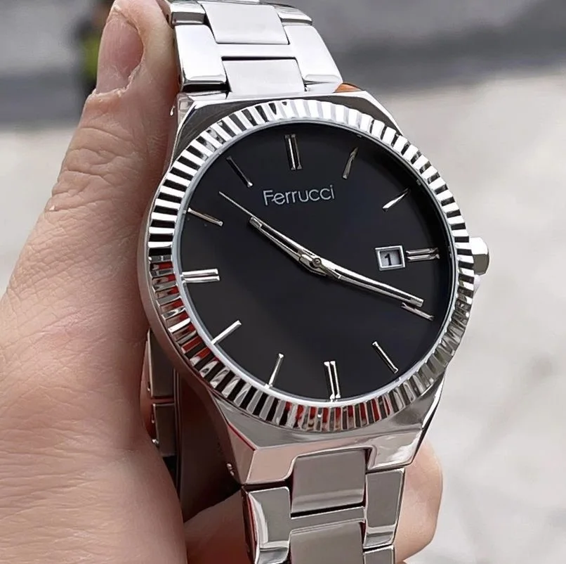 Ferrucci FEG27003A Siyah Kadranlı Çelik Kordonlu Erkek Kol Saati