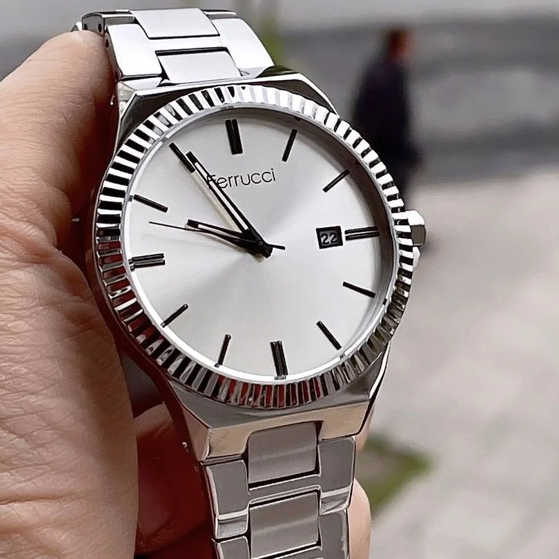 Ferrucci FEG27003B Beyaz Kadranlı Çelik Kordonlu Erkek Kol Saati