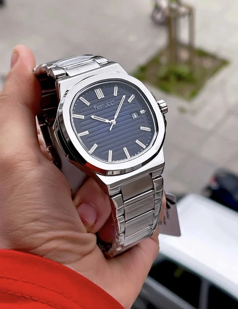 Ferrucci FEG27004C Lacivert Kadranlı Çelik Kordonlu Erkek Kol Saati