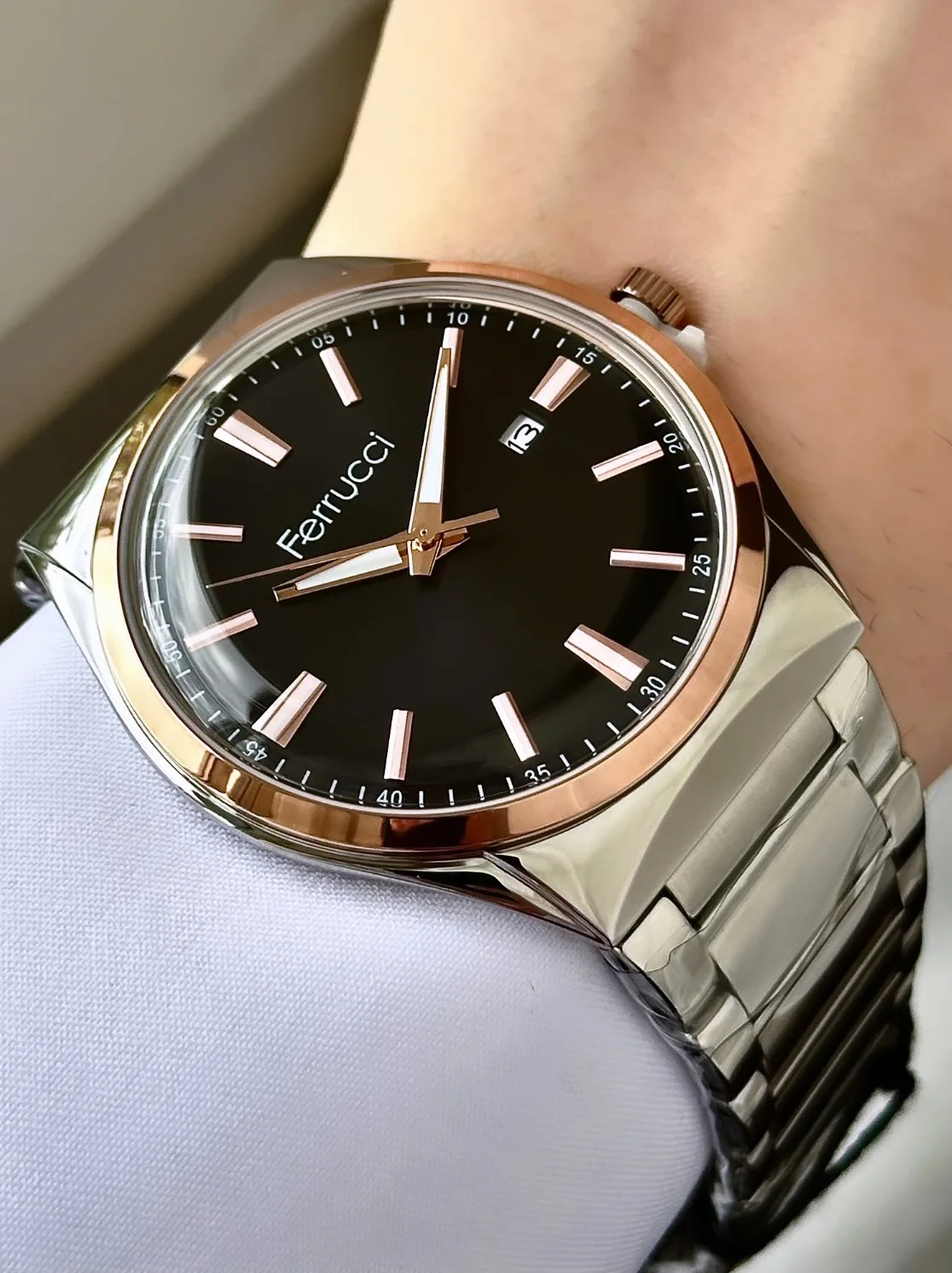 Ferrucci FEG27029C Siyah Kadranlı Çelik Kordonlu Erkek Kol Saati