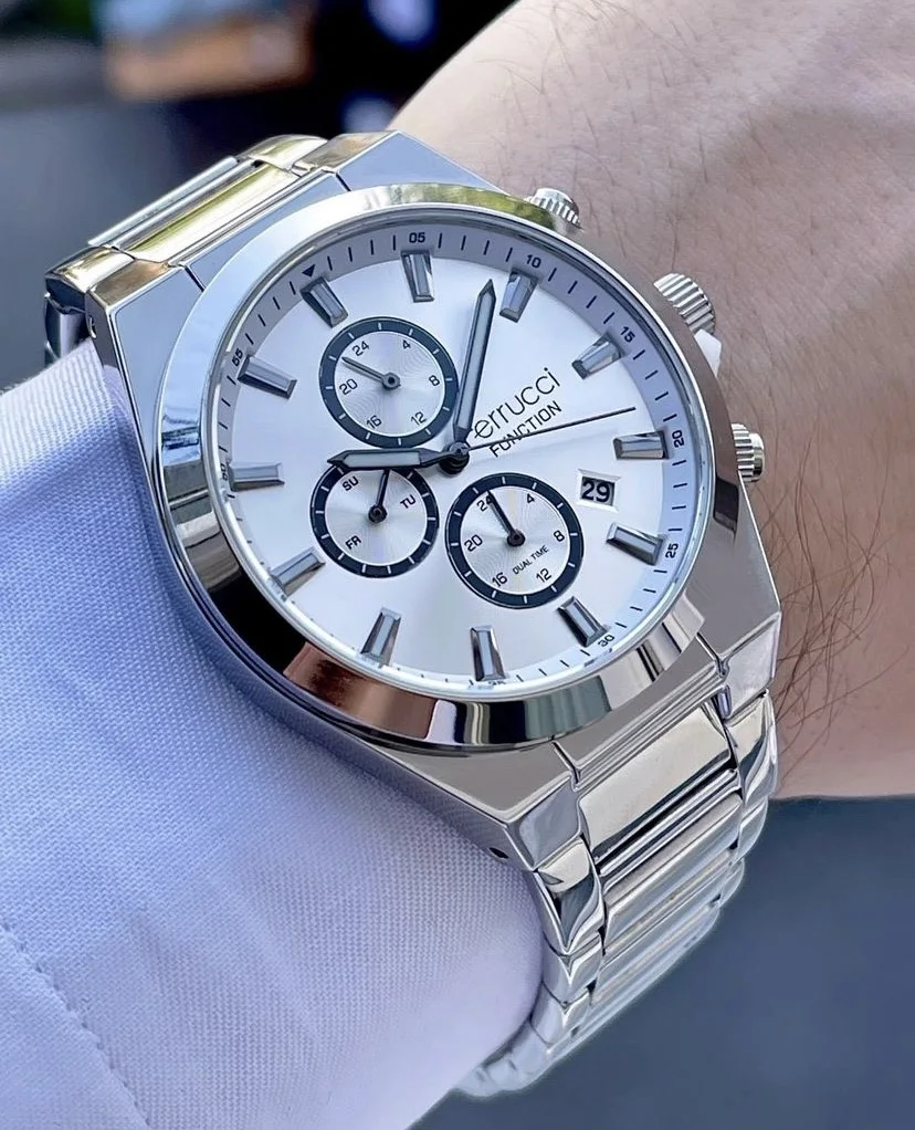 Ferrucci FEH28001A Beyaz Kadranlı Çelik Kordonlu Erkek Kol Saati