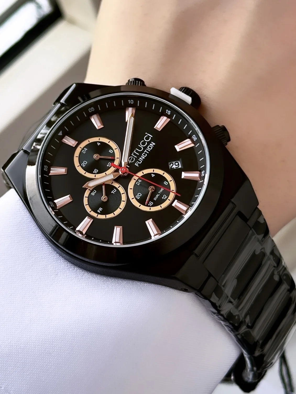 Ferrucci FEH28001C Siyah Kadranlı Çelik Kordonlu Erkek Kol Saati