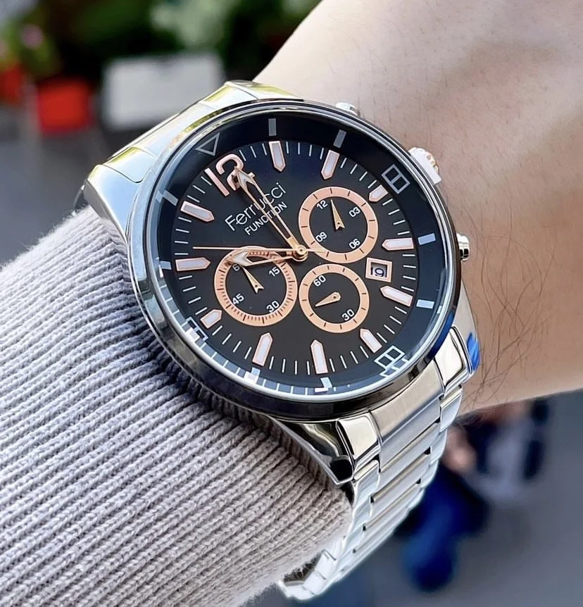 Ferrucci FEH28006B Siyah Kadranlı Çelik Kordonlu Erkek Kol Saati