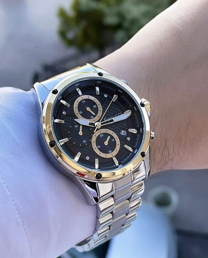 Ferrucci FEH28009B Siyah Kadranlı Çelik Kordonlu Erkek Kol Saati