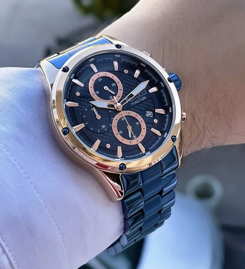 Ferrucci FEH28009C Lacivert Kadranlı Çelik Kordonlu Erkek Kol Saati