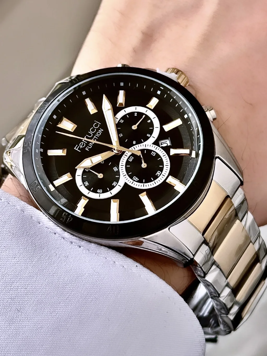 Ferrucci FEH28010D Siyah Kadranlı Çelik Kordonlu Erkek Kol Saati