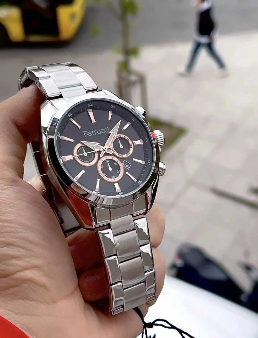 Ferrucci FEH28024B Siyah Kadranlı Çelik Kordonlu Erkek Kol Saati