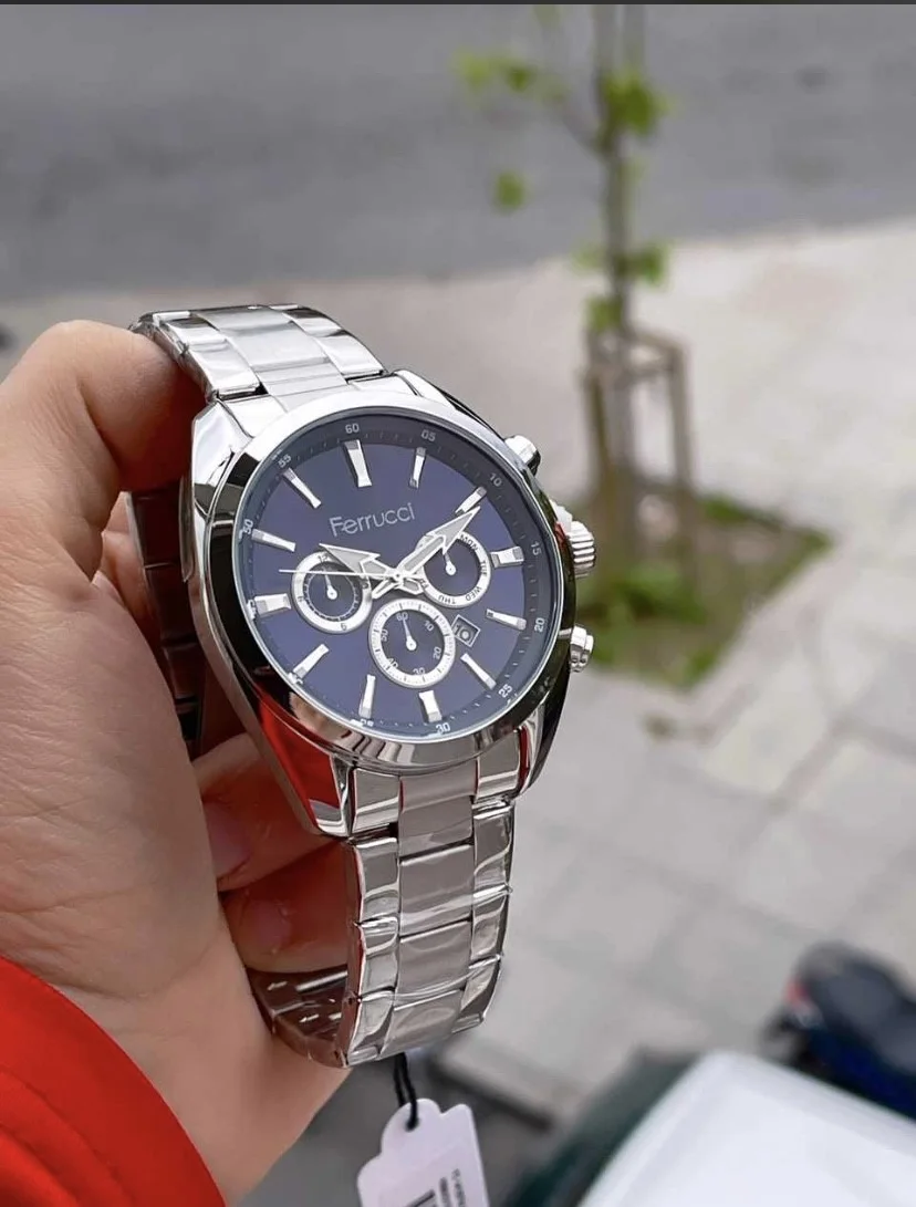 Ferrucci FEH28024D Lacivert Kadranlı Çelik Kordonlu Erkek Kol Saati
