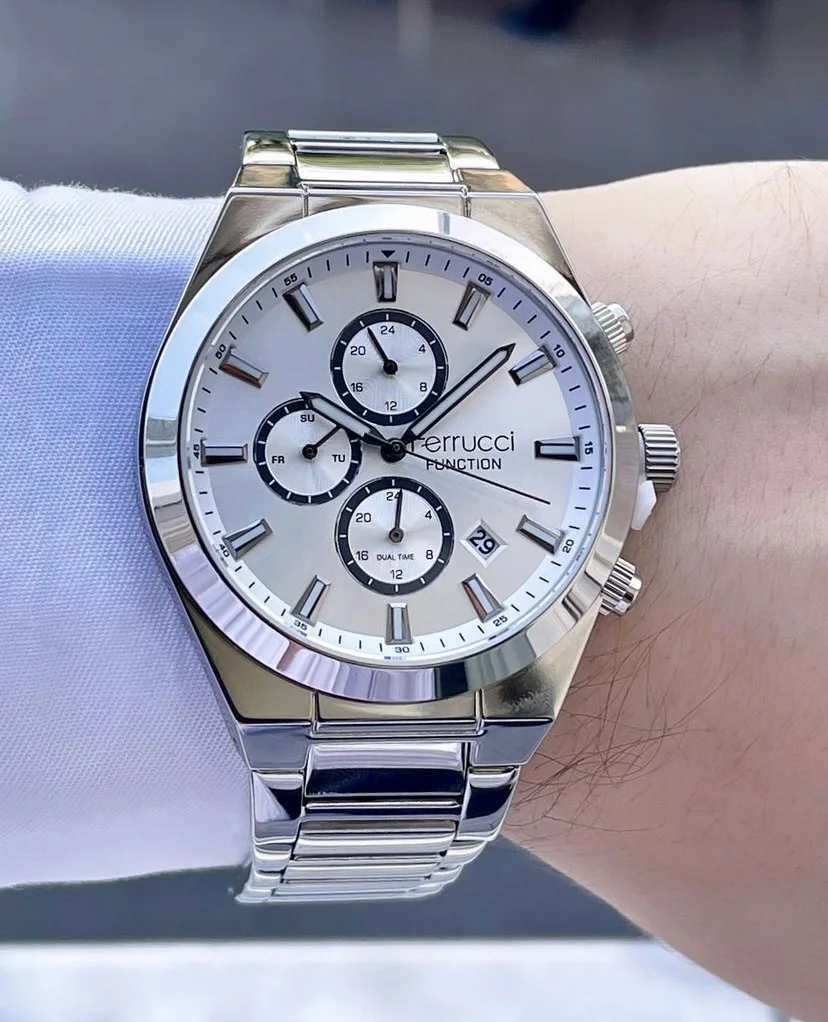 Ferrucci FEH28025A Beyaz Kadranlı Çelik Kordonlu Erkek Kol Saati