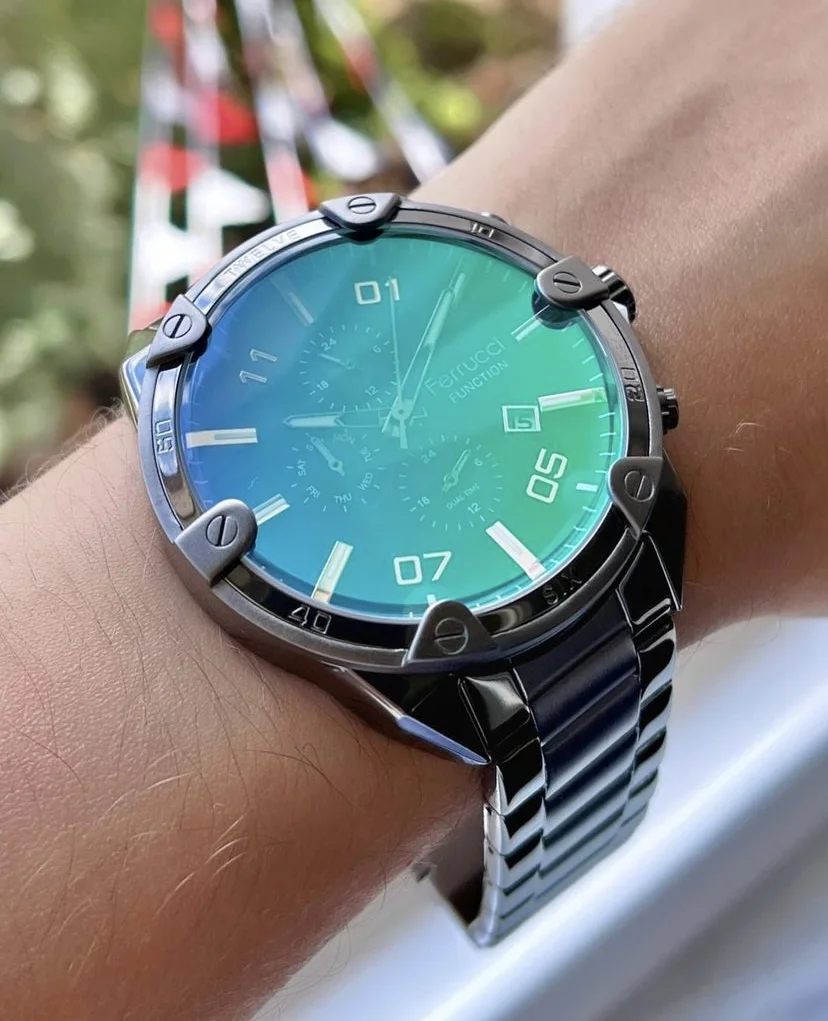Ferrucci FEH28036C Turkuaz Kadranlı Çelik Kordonlu Erkek Kol Saati