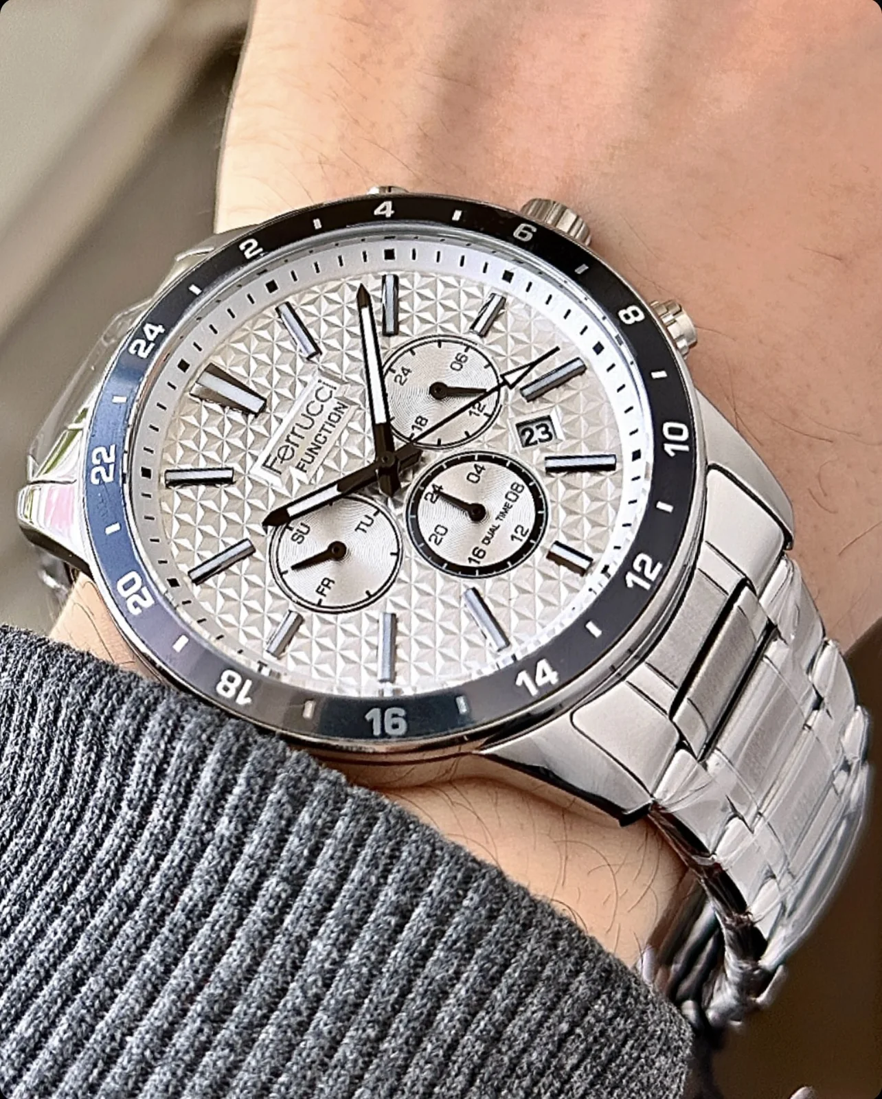 Ferrucci FEH28057A Beyaz Kadranlı Çelik Kordonlu Erkek Kol Saati