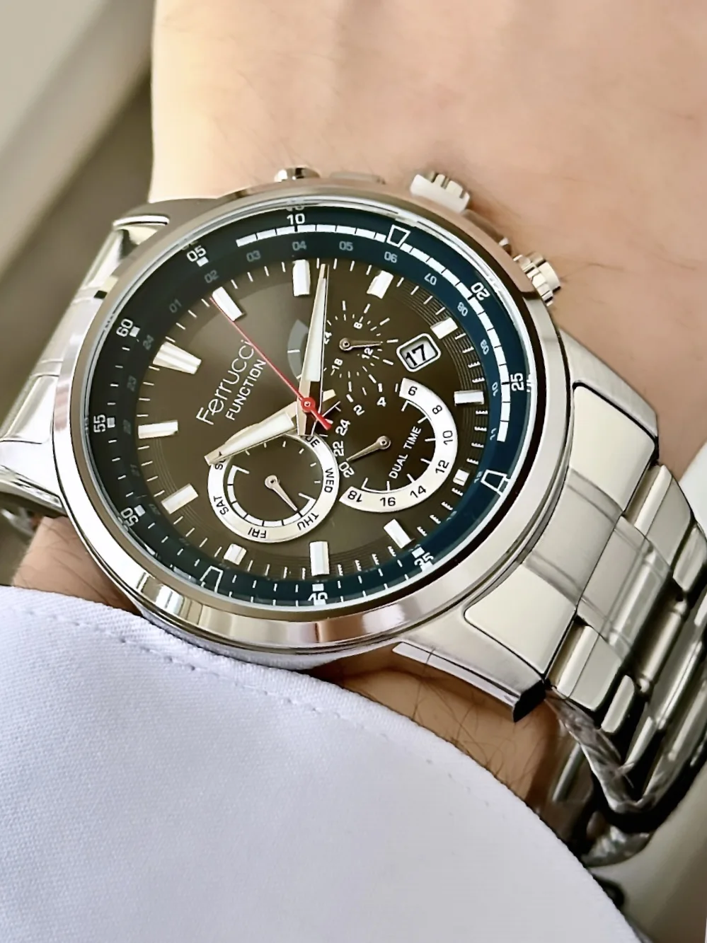 Ferrucci FEH28058C Siyah Kadranlı Çelik Kordonlu Erkek Kol Saati
