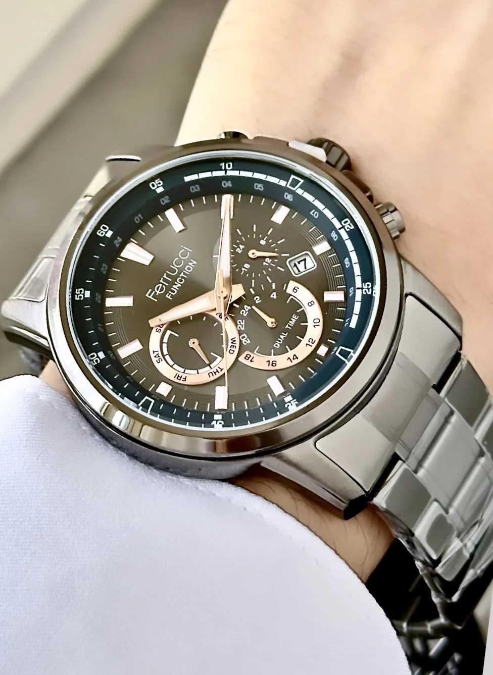 Ferrucci FEH28058D Siyah Kadranlı Çelik Kordonlu Erkek Kol Saati