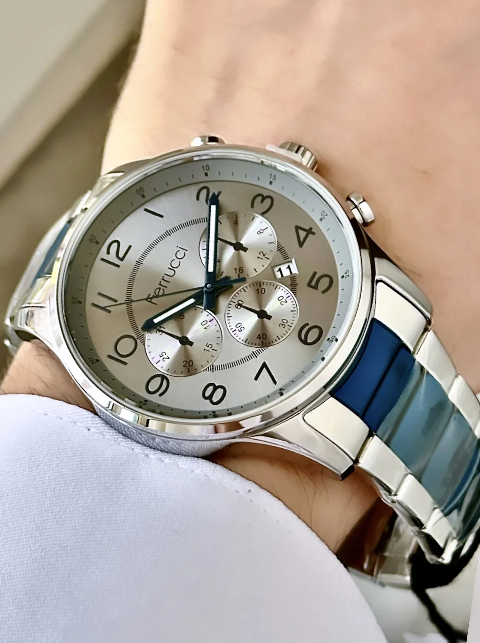 Ferrucci FEH28059A Gümüş Kadranlı Çelik Kordonlu Erkek Kol Saati