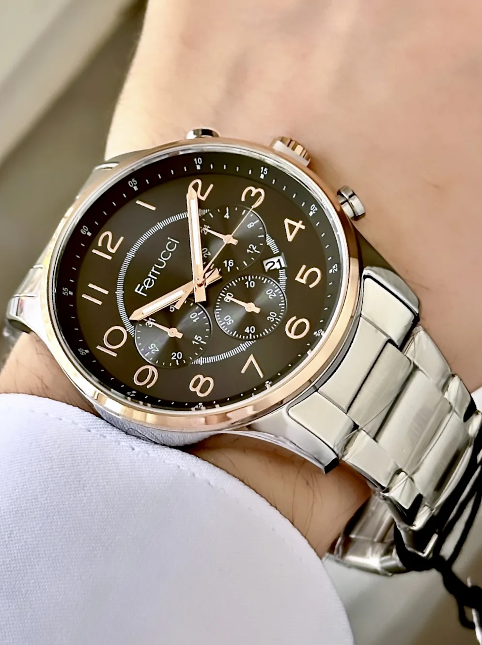 Ferrucci FEH28059B Siyah Kadranlı Çelik Kordonlu Erkek Kol Saati