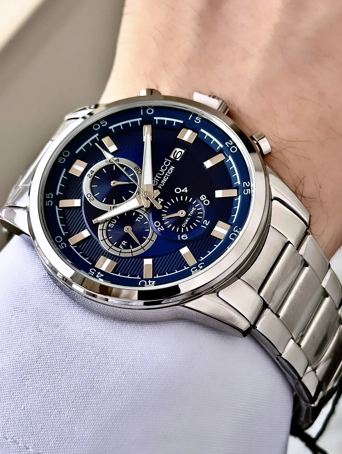 Ferrucci FEH28065C Lacivert Kadranlı Çelik Kordonlu Erkek Kol Saati