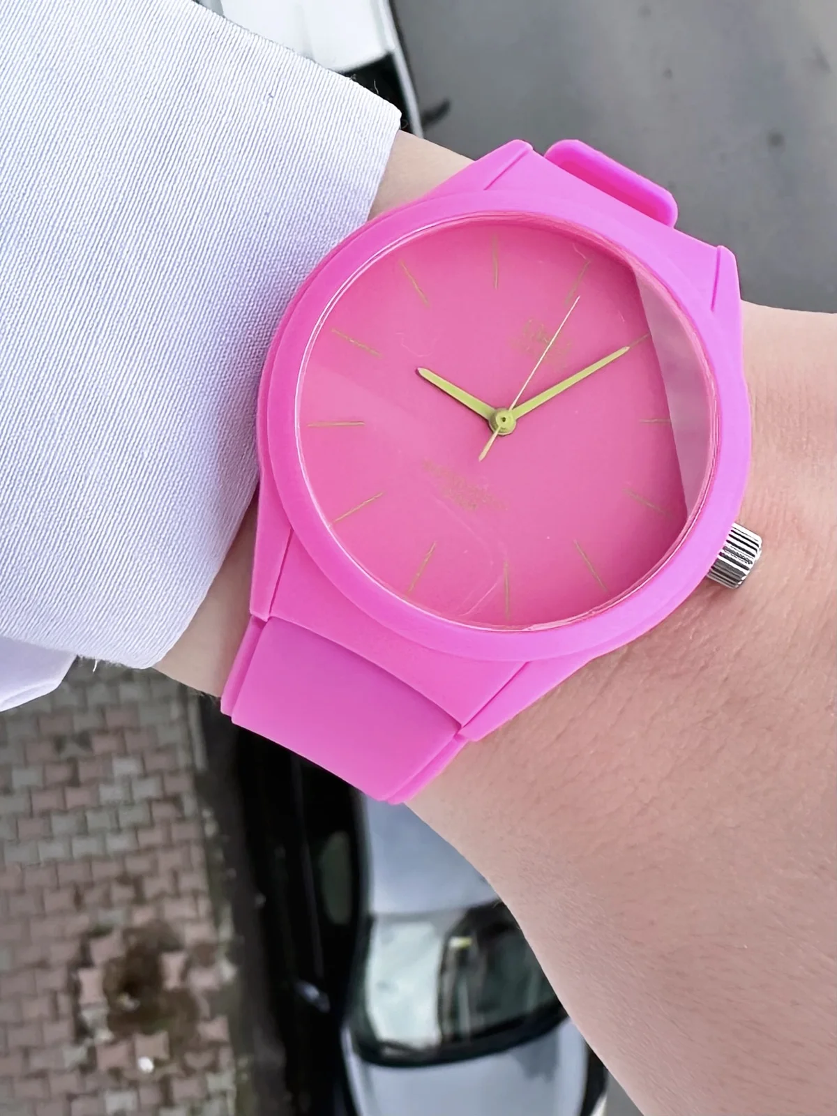 Q&Q QBD14035B Pembe Kadranlı Silikon Kordonlu Kadın Kol Saati